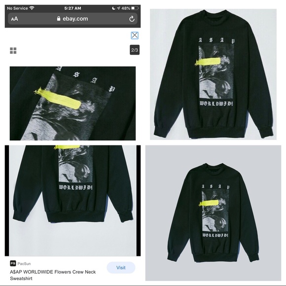 A$AP WORLDWIDE- Flowers Crew Neck Sweatshirt - Picture 5 of 10
